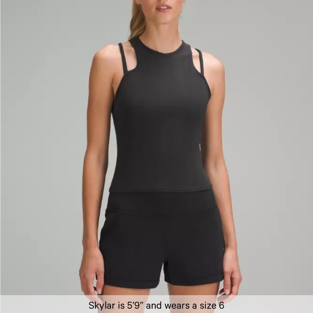 lululemon athletica Black Double-Strap Ribbed Tank Top